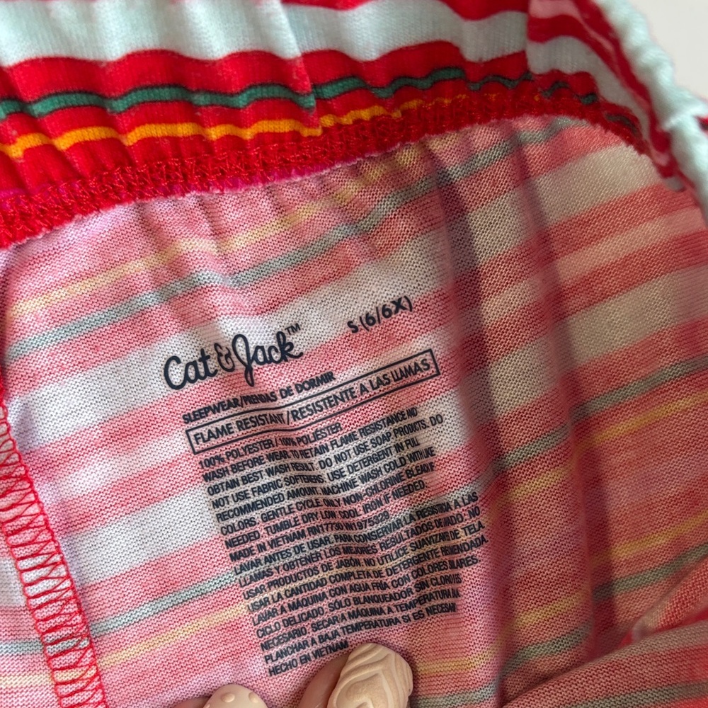 Kids Red Christmas Striped Pajama Set size 6 - Picture 3 of 3